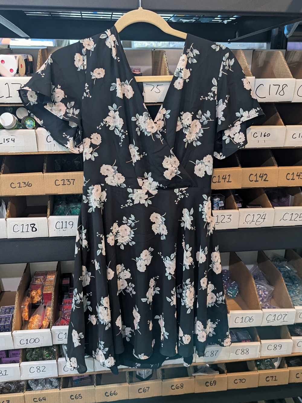 Express Black Floral Wrap Mini Dress | 6